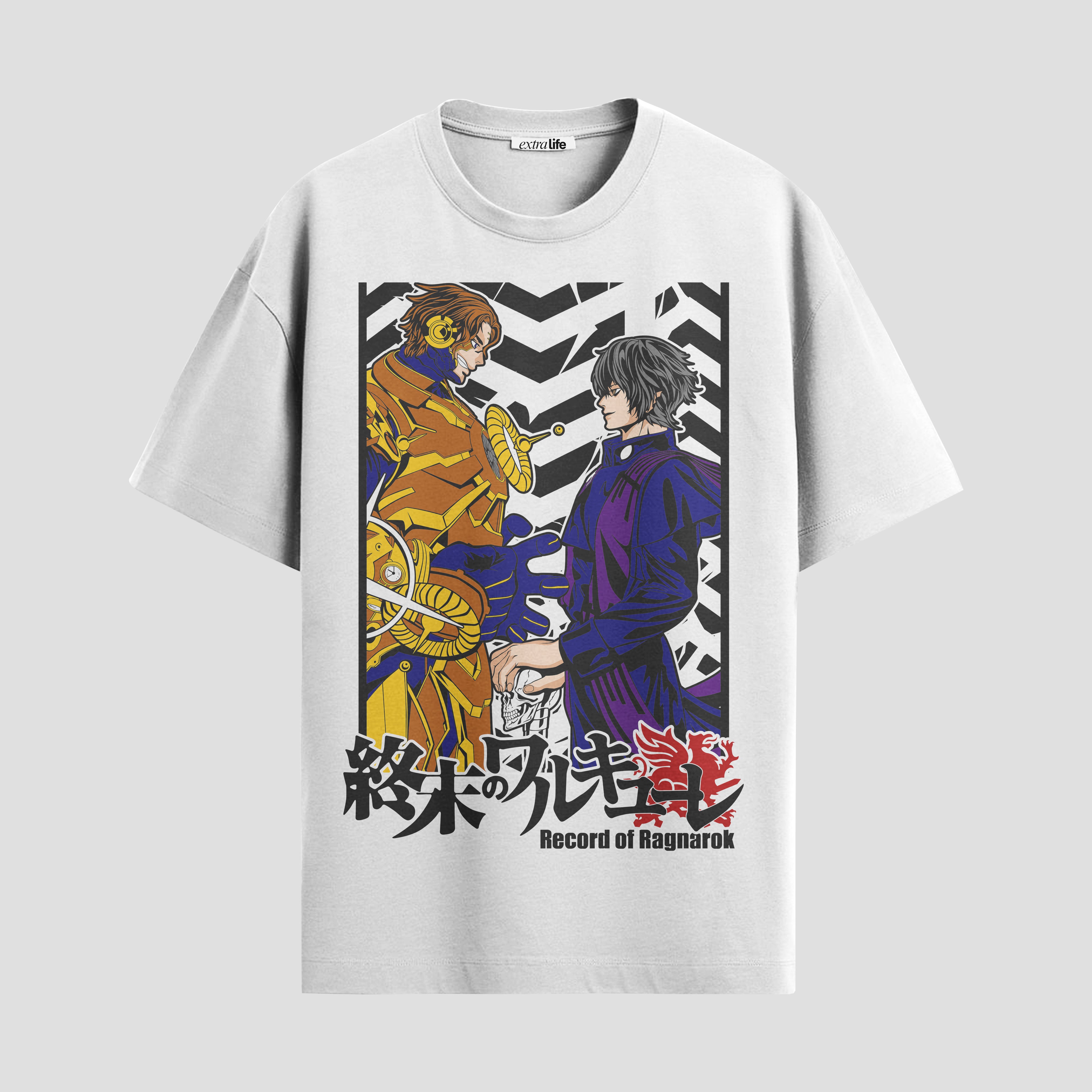 Playera urbana de anime y gaming ExtraLife MX, corte Standard Fit unisex ligero y transpirable en color Deep Black y Pure White, ropa de uso diario para gym y casual.
