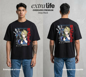 El Torneo de los Dioses | El Señor del Oceano #03641 - Playera Oversized Premium | Deep Black - Foto en modelo
