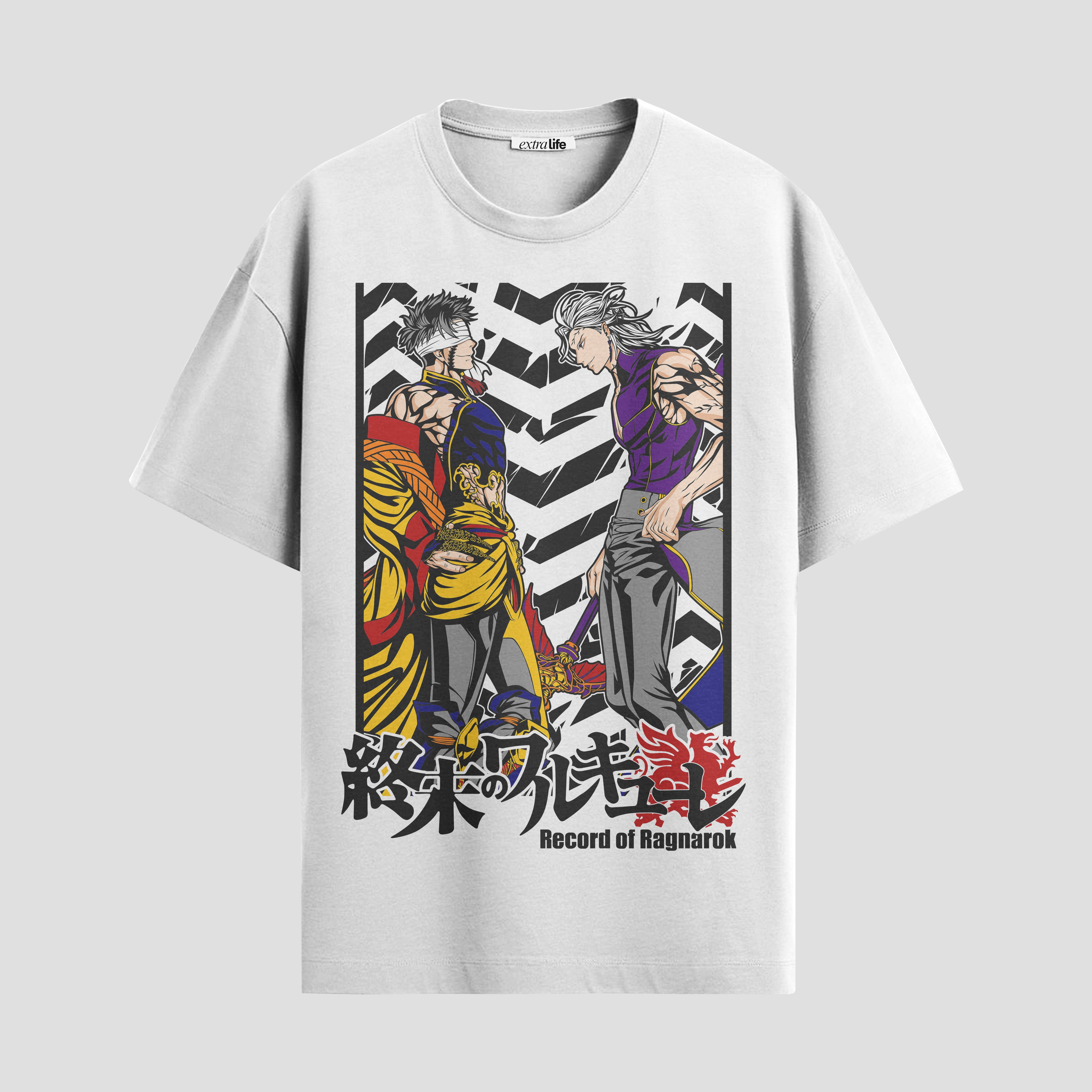 Playera urbana de anime y gaming ExtraLife MX, corte Standard Fit unisex ligero y transpirable en color Deep Black y Pure White, ropa de uso diario para gym y casual.