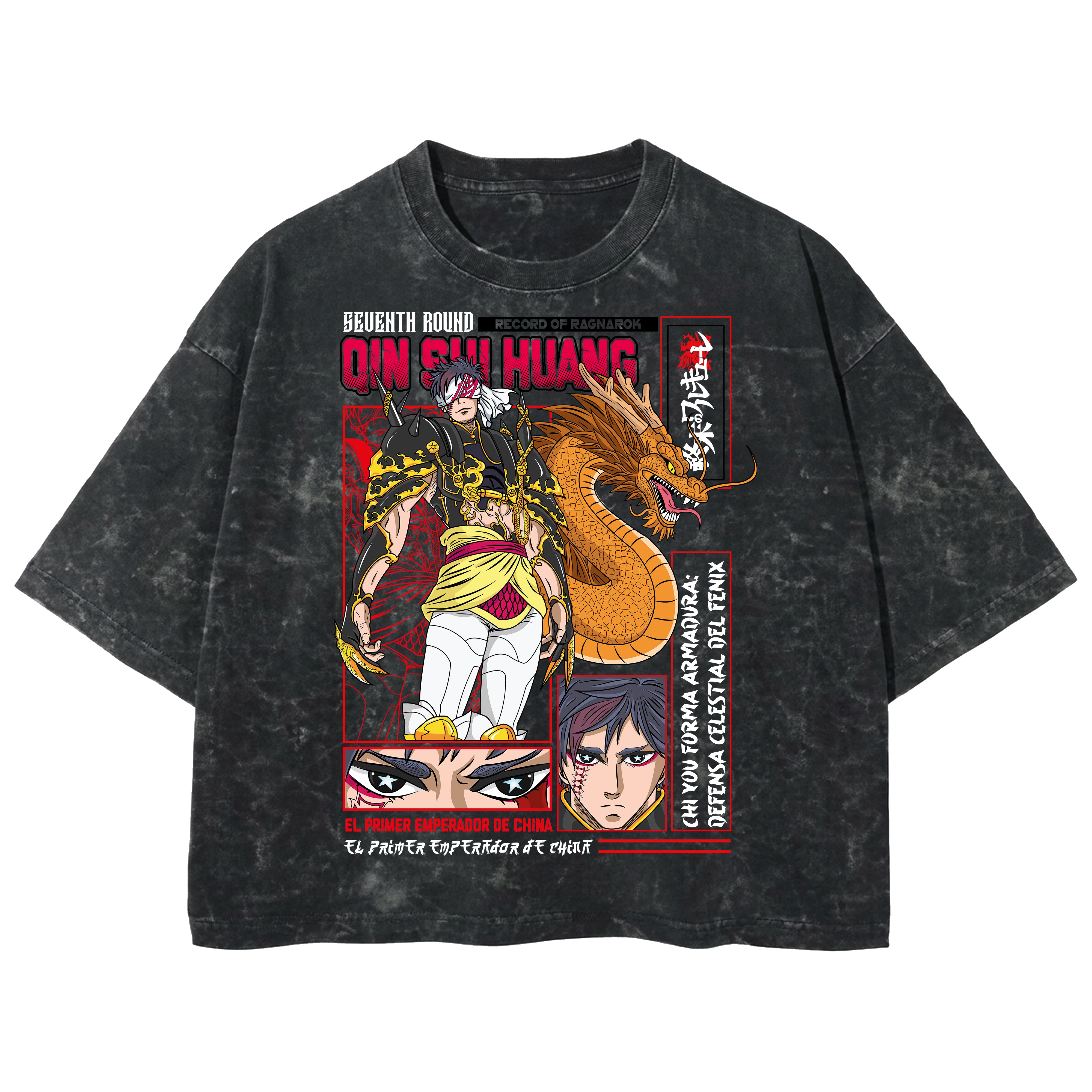 Playera streetwear premium de anime y gaming ExtraLife MX, corte boxy deluxe mineral wash heavyweight en color Acid Wash, moda urbana mexicana de culto.