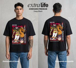 El Torneo de los Dioses | El Primer Emperador #03643 - Playera Oversized Premium | Deep Black - Foto en modelo
