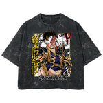 Playera streetwear premium de anime y gaming ExtraLife MX, corte boxy deluxe mineral wash heavyweight en color Acid Wash, moda urbana mexicana de culto.