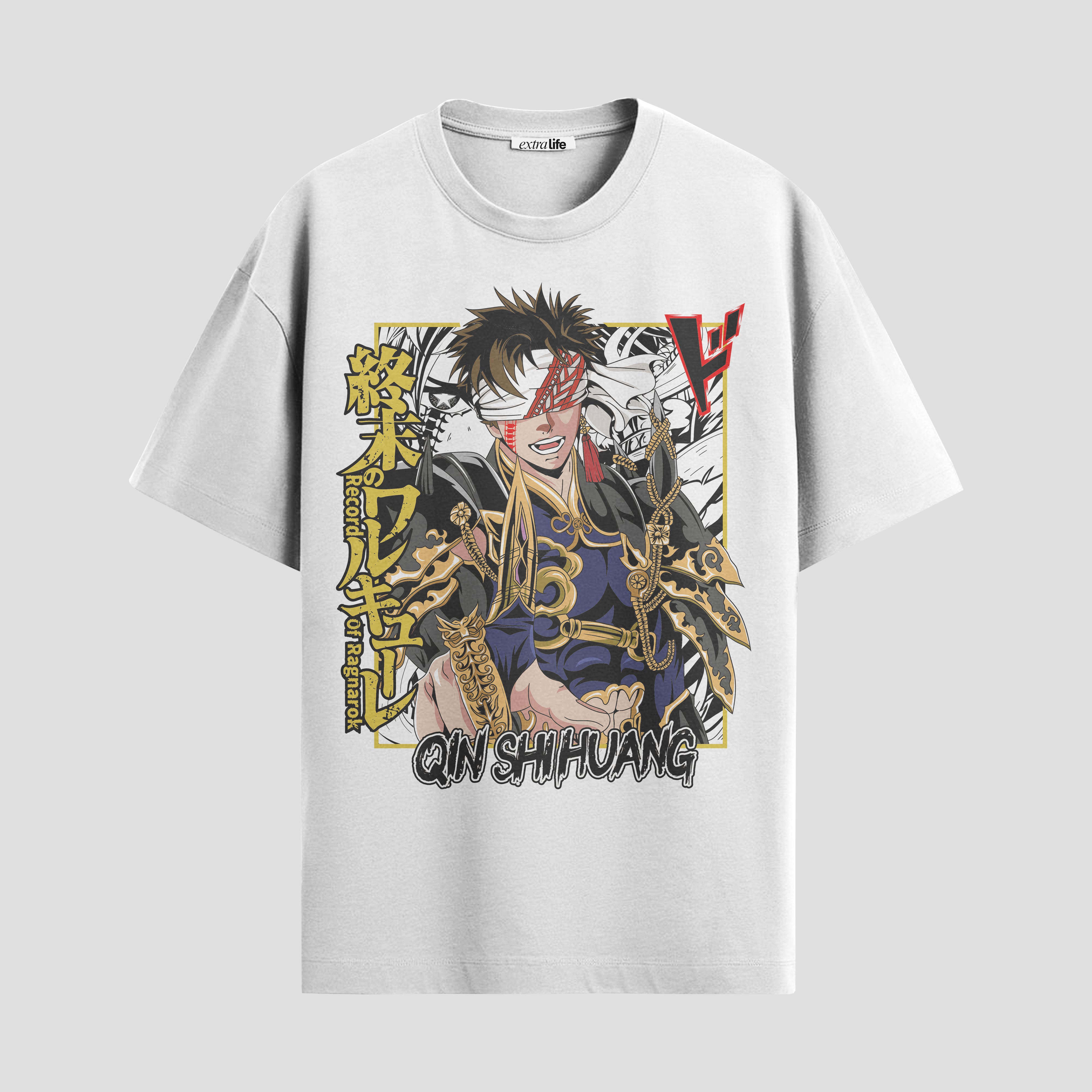 Playera urbana de anime y gaming ExtraLife MX, corte Standard Fit unisex ligero y transpirable en color Deep Black y Pure White, ropa de uso diario para gym y casual.