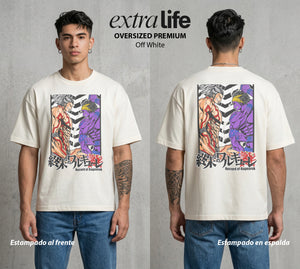 El Torneo de los Dioses | Trueno vs Danza #03645 - Playera Oversized Premium | Off White - Foto en modelo