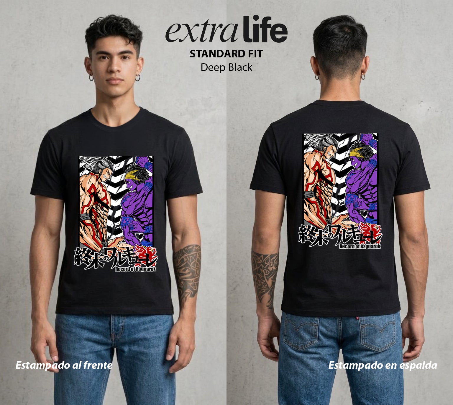El Torneo de los Dioses | Trueno vs Danza #03645 - Playera Standard Fit | Deep Black - Foto en modelo