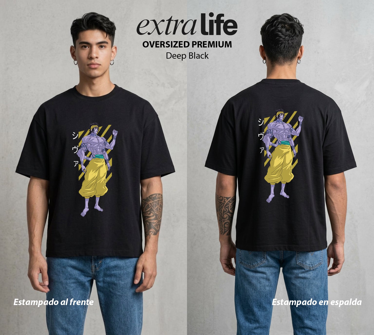 El Torneo de los Dioses | La Danza del Poder #03647 - Playera Oversized Premium | Deep Black - Foto en modelo