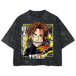 Playera streetwear premium de anime y gaming ExtraLife MX, corte boxy deluxe mineral wash heavyweight en color Acid Wash, moda urbana mexicana de culto.