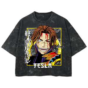 Playera streetwear premium de anime y gaming ExtraLife MX, corte boxy deluxe mineral wash heavyweight en color Acid Wash, moda urbana mexicana de culto.