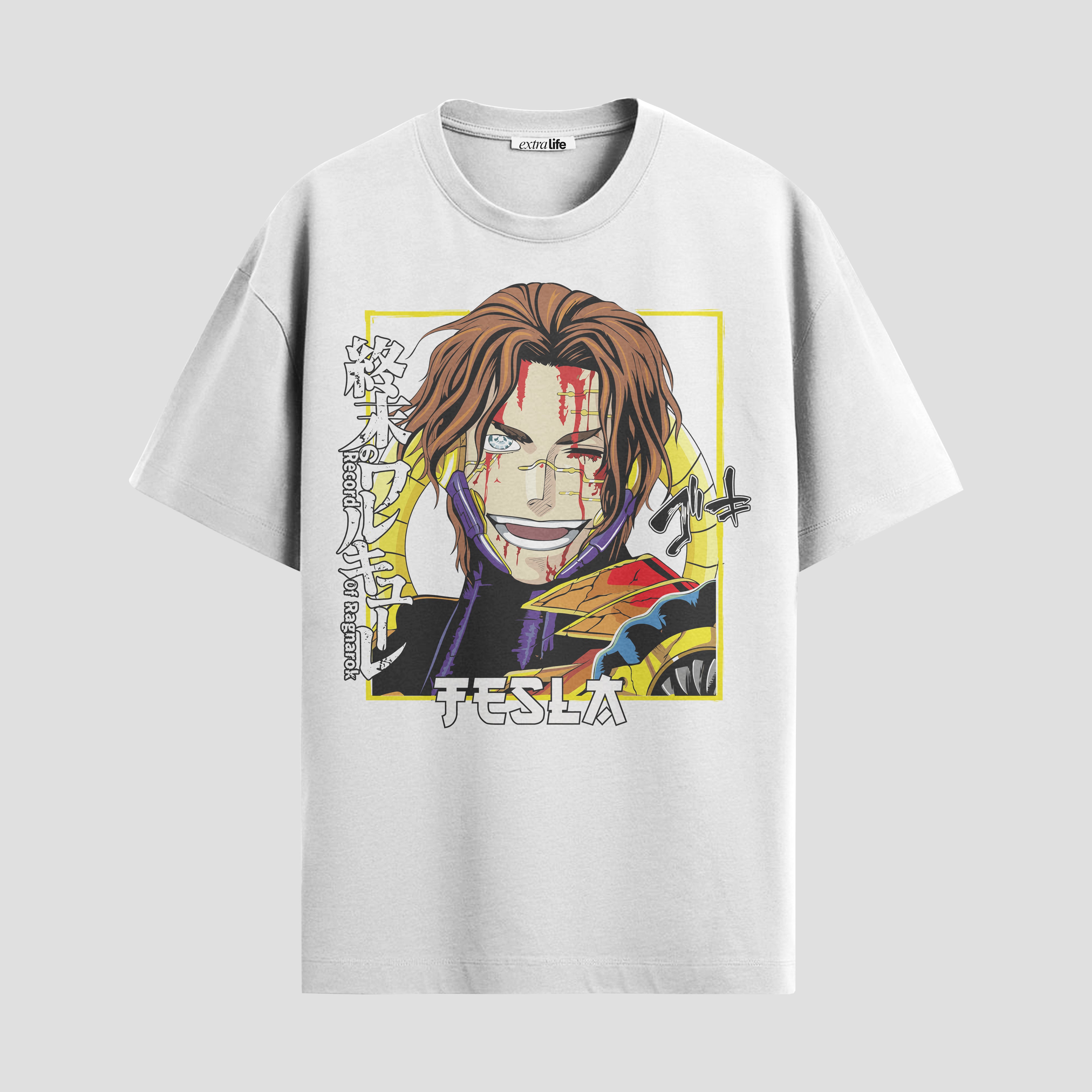 Playera urbana de anime y gaming ExtraLife MX, corte Standard Fit unisex ligero y transpirable en color Deep Black y Pure White, ropa de uso diario para gym y casual.