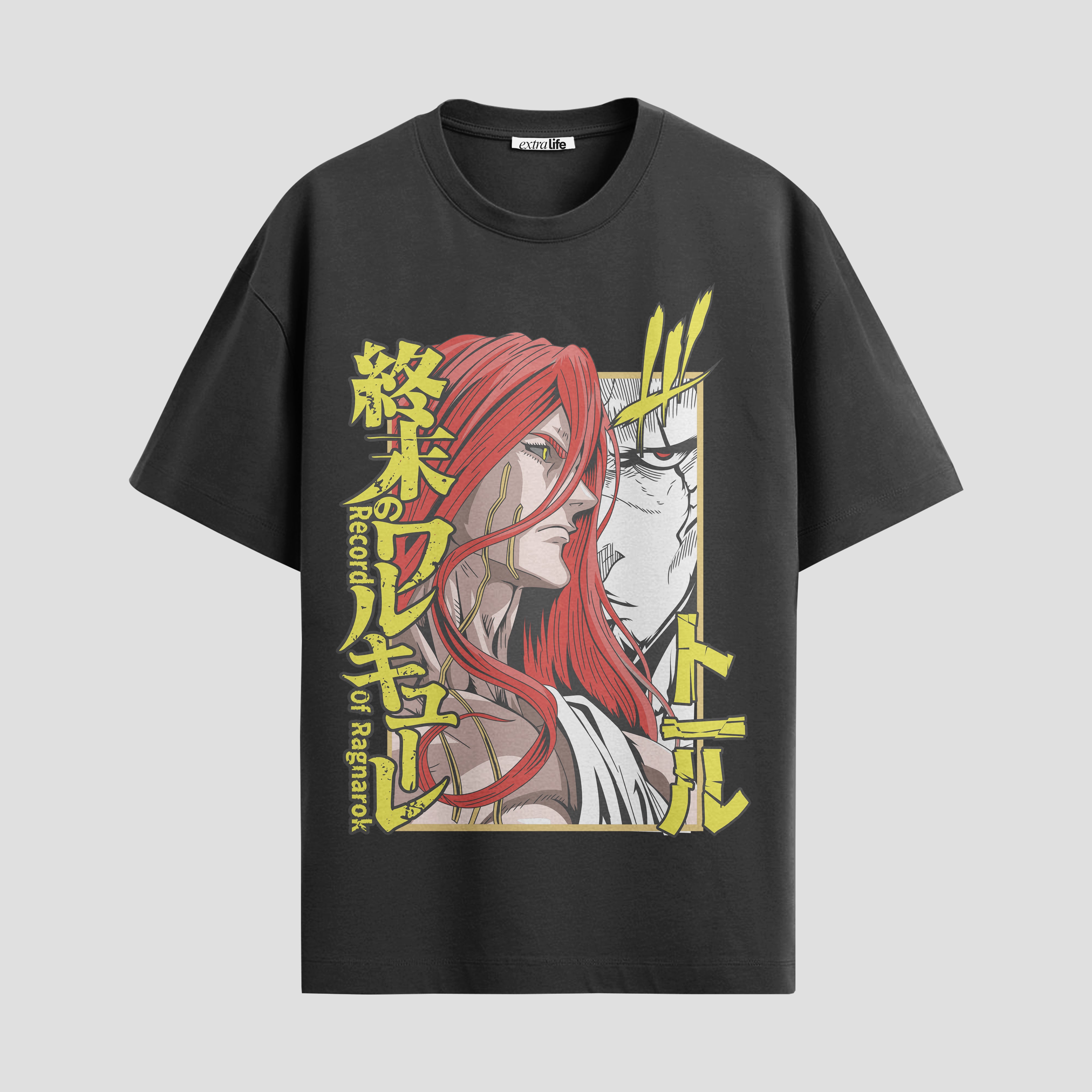 Playera urbana de anime y gaming ExtraLife MX, corte Standard Fit unisex ligero y transpirable en color Deep Black y Pure White, ropa de uso diario para gym y casual.