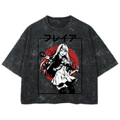 Playera streetwear premium de anime y gaming ExtraLife MX, corte boxy deluxe mineral wash heavyweight en color Acid Wash, moda urbana mexicana de culto.