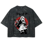 Playera streetwear premium de anime y gaming ExtraLife MX, corte boxy deluxe mineral wash heavyweight en color Acid Wash, moda urbana mexicana de culto.