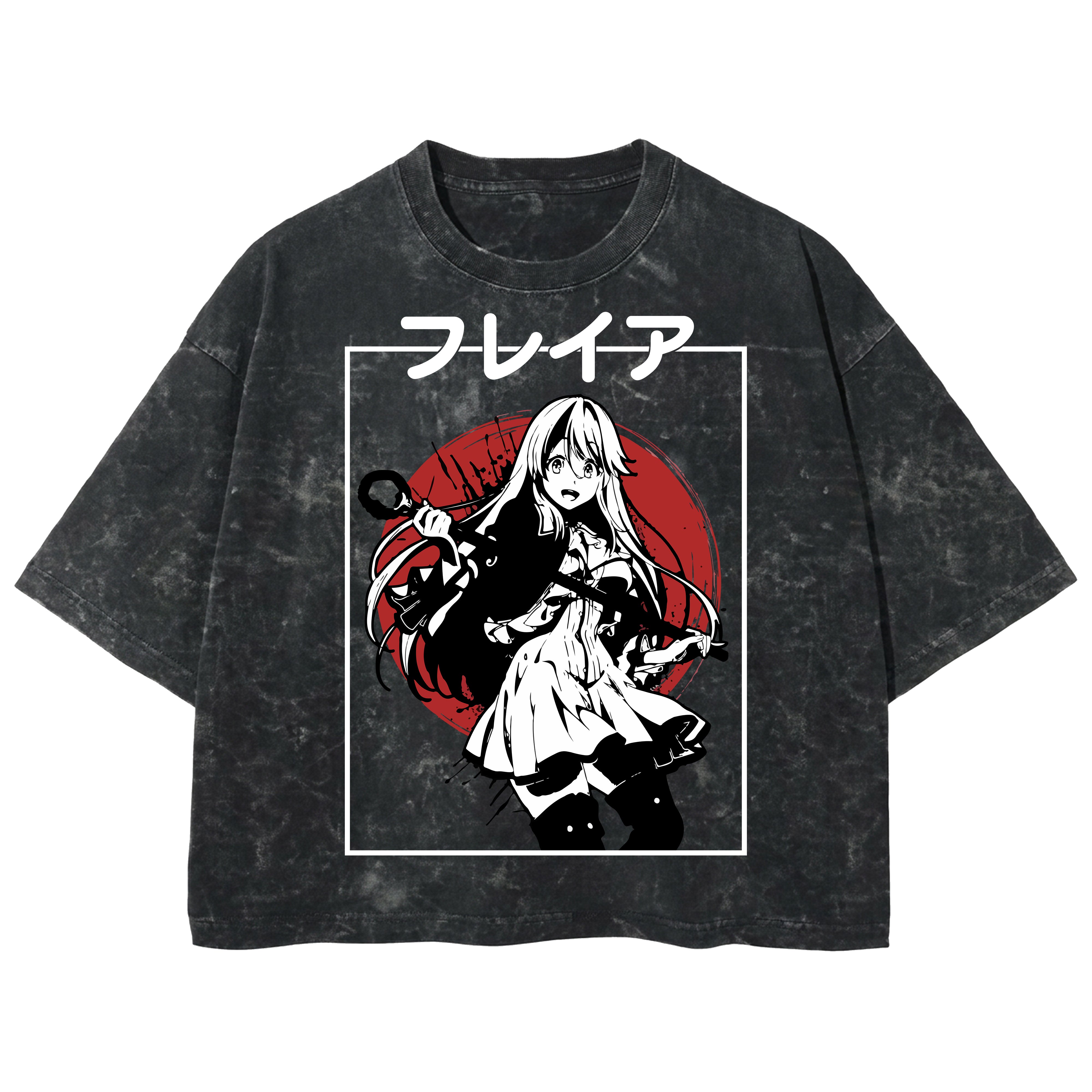 Playera streetwear premium de anime y gaming ExtraLife MX, corte boxy deluxe mineral wash heavyweight en color Acid Wash, moda urbana mexicana de culto.