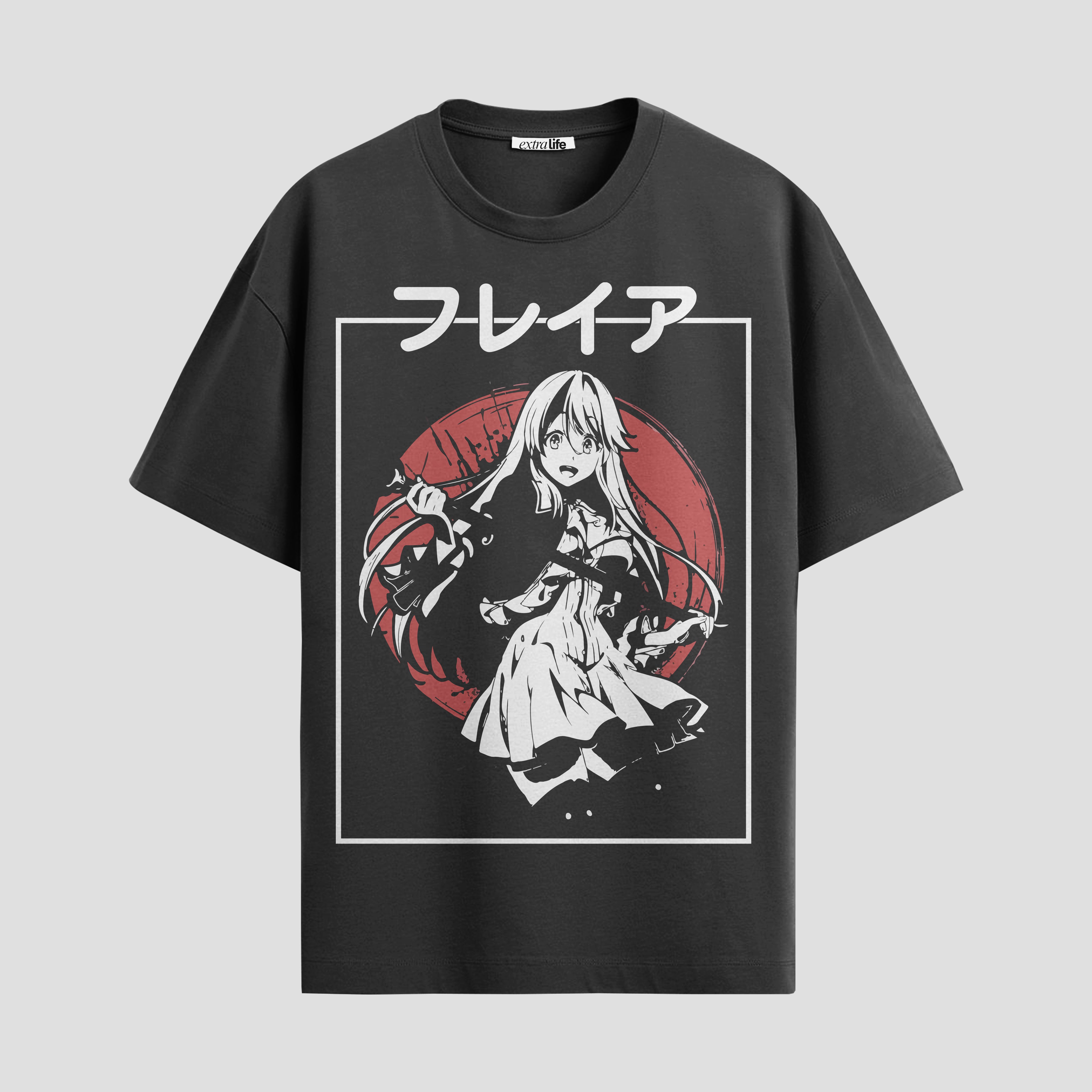 Playera urbana de anime y gaming ExtraLife MX, corte Standard Fit unisex ligero y transpirable en color Deep Black y Pure White, ropa de uso diario para gym y casual.