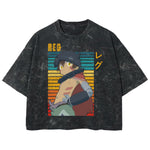 Playera streetwear premium de anime y gaming ExtraLife MX, corte boxy deluxe mineral wash heavyweight en color Acid Wash, moda urbana mexicana de culto.