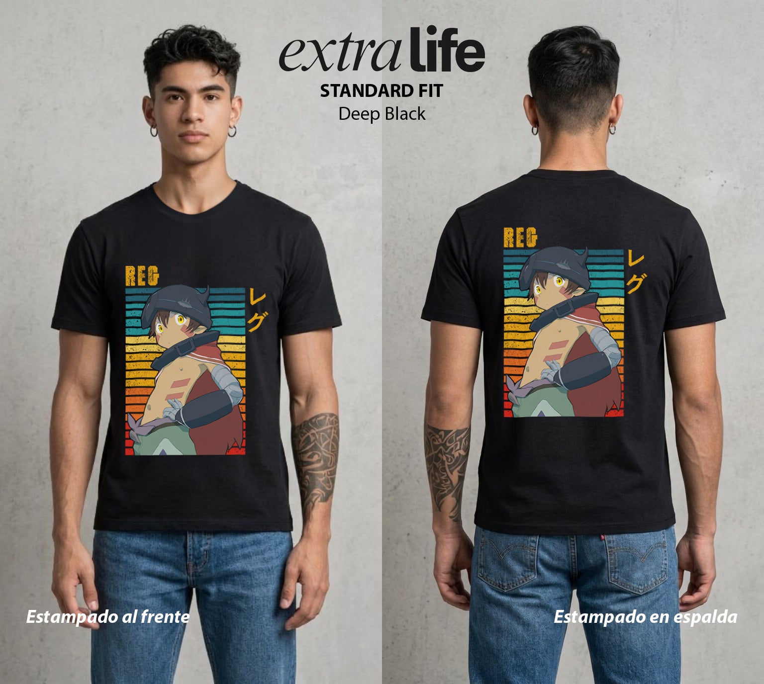 El Abismo sin Fondo | El Robot del Abismo #03655 - Playera Standard Fit | Deep Black - Foto en modelo