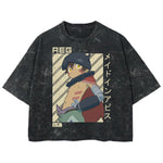 Playera streetwear premium de anime y gaming ExtraLife MX, corte boxy deluxe mineral wash heavyweight en color Acid Wash, moda urbana mexicana de culto.