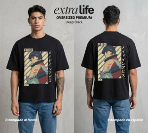 El Abismo sin Fondo | El Metal del Bien #03657 - Playera Oversized Premium | Deep Black - Foto en modelo