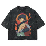 Playera streetwear premium de anime y gaming ExtraLife MX, corte boxy deluxe mineral wash heavyweight en color Acid Wash, moda urbana mexicana de culto.