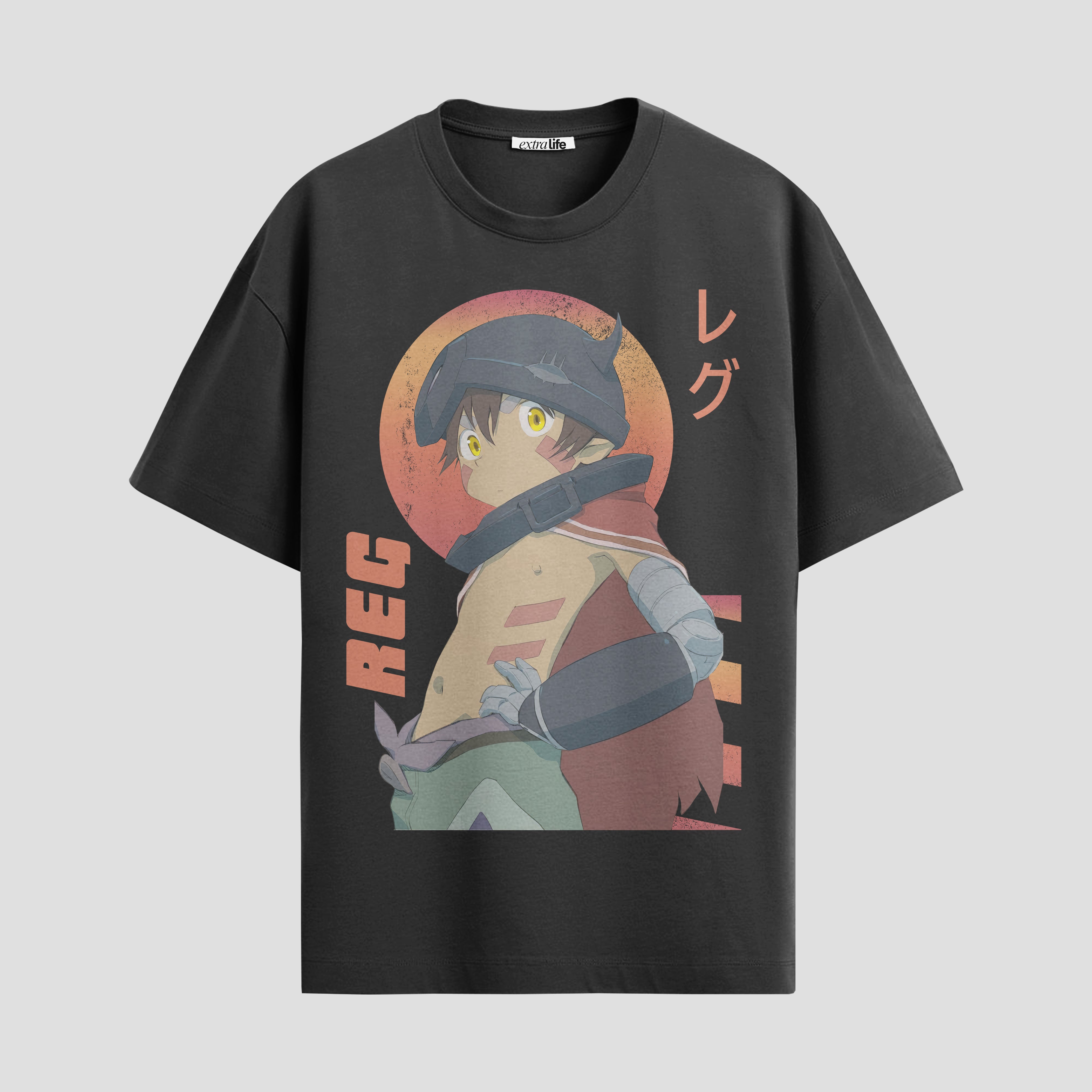 Playera urbana de anime y gaming ExtraLife MX, corte Standard Fit unisex ligero y transpirable en color Deep Black y Pure White, ropa de uso diario para gym y casual.