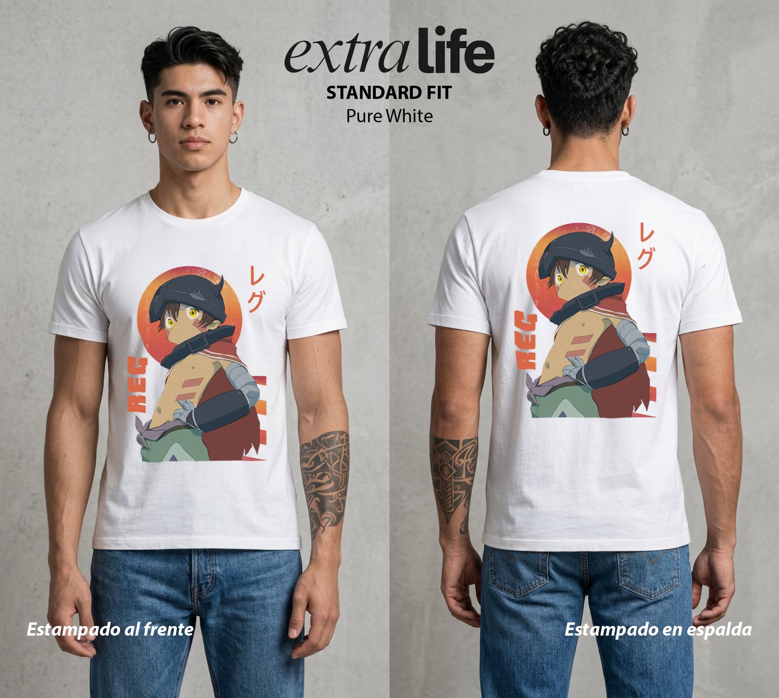 El Abismo sin Fondo | El Brazo del Abismo #03658 - Playera Standard Fit | Pure White - Foto en modelo