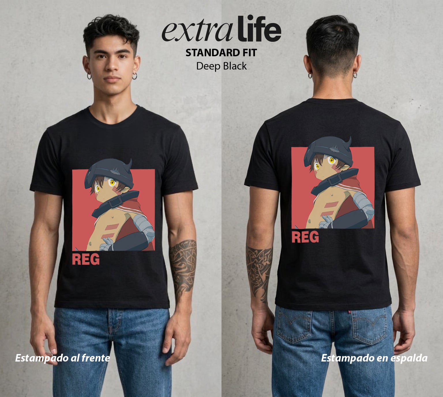 El Abismo sin Fondo | El Guardián del Descenso #03660 - Playera Standard Fit | Deep Black - Foto en modelo