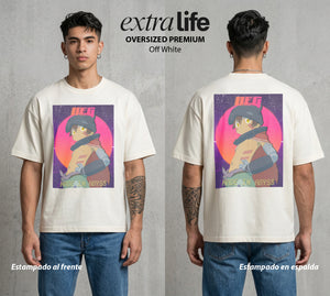 El Abismo sin Fondo | El Metal del Bien #03661 - Playera Oversized Premium | Off White - Foto en modelo
