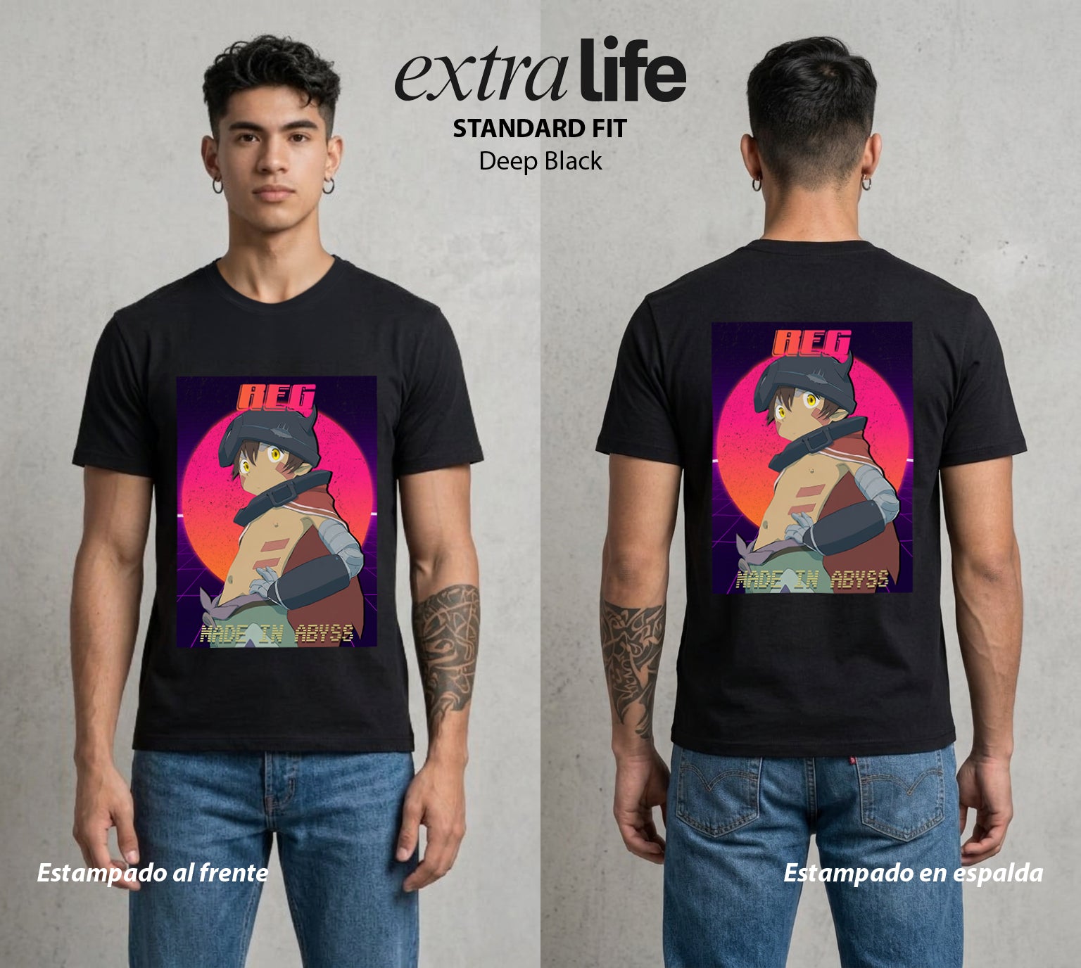 El Abismo sin Fondo | El Metal del Bien #03661 - Playera Standard Fit | Deep Black - Foto en modelo