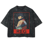 Playera streetwear premium de anime y gaming ExtraLife MX, corte boxy deluxe mineral wash heavyweight en color Acid Wash, moda urbana mexicana de culto.