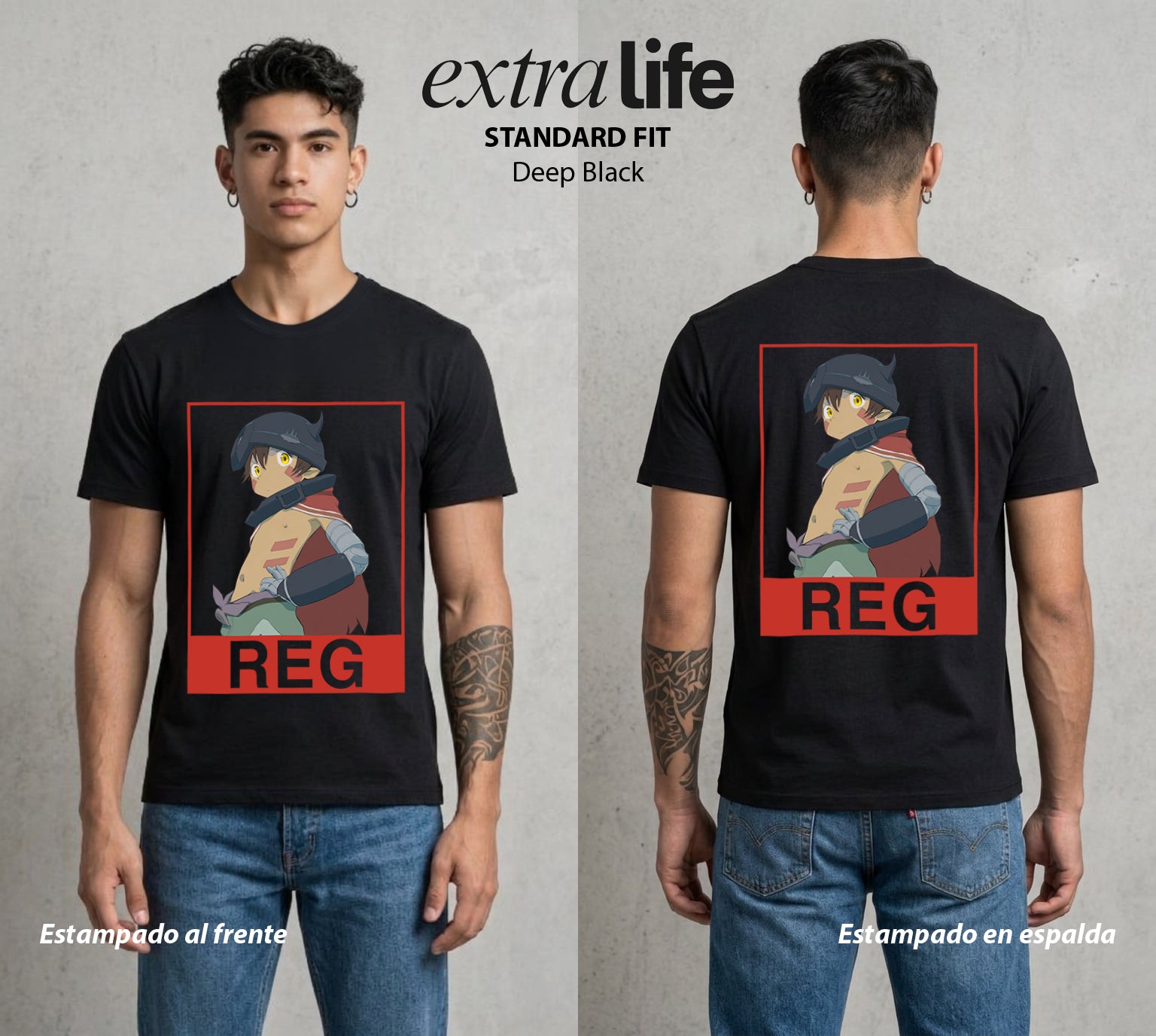 El Abismo sin Fondo | El Brazo del Abismo #03662 - Playera Standard Fit | Deep Black - Foto en modelo