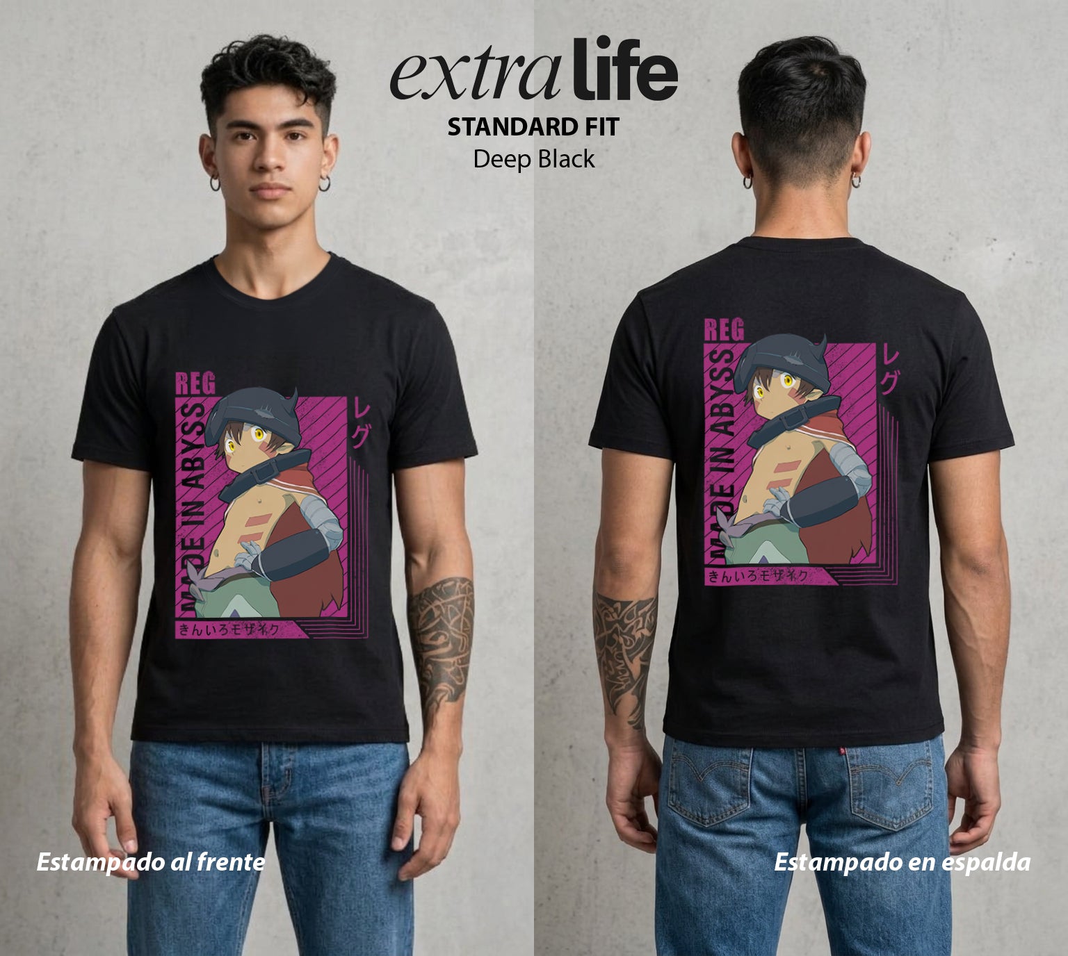 El Abismo sin Fondo | El Robot del Abismo #03663 - Playera Standard Fit | Deep Black - Foto en modelo