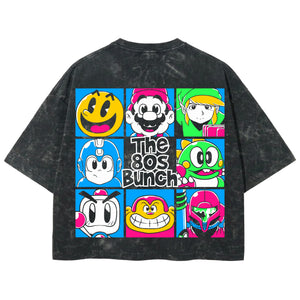 Playera streetwear premium de anime y gaming ExtraLife MX, corte boxy deluxe mineral wash heavyweight en color Acid Wash, moda urbana mexicana de culto.