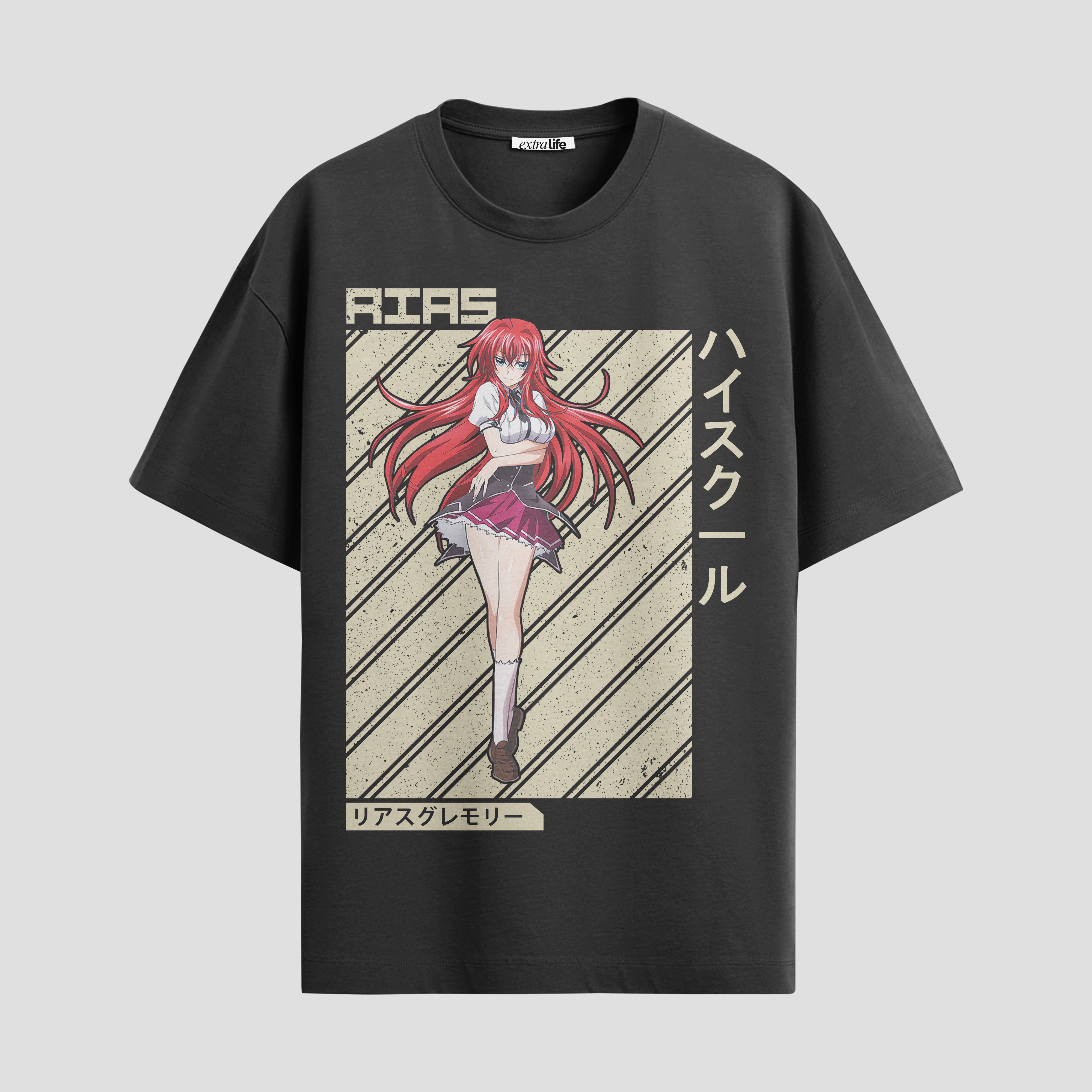 Playera urbana de anime y gaming ExtraLife MX, corte Standard Fit unisex ligero y transpirable en color Deep Black y Pure White, ropa de uso diario para gym y casual.