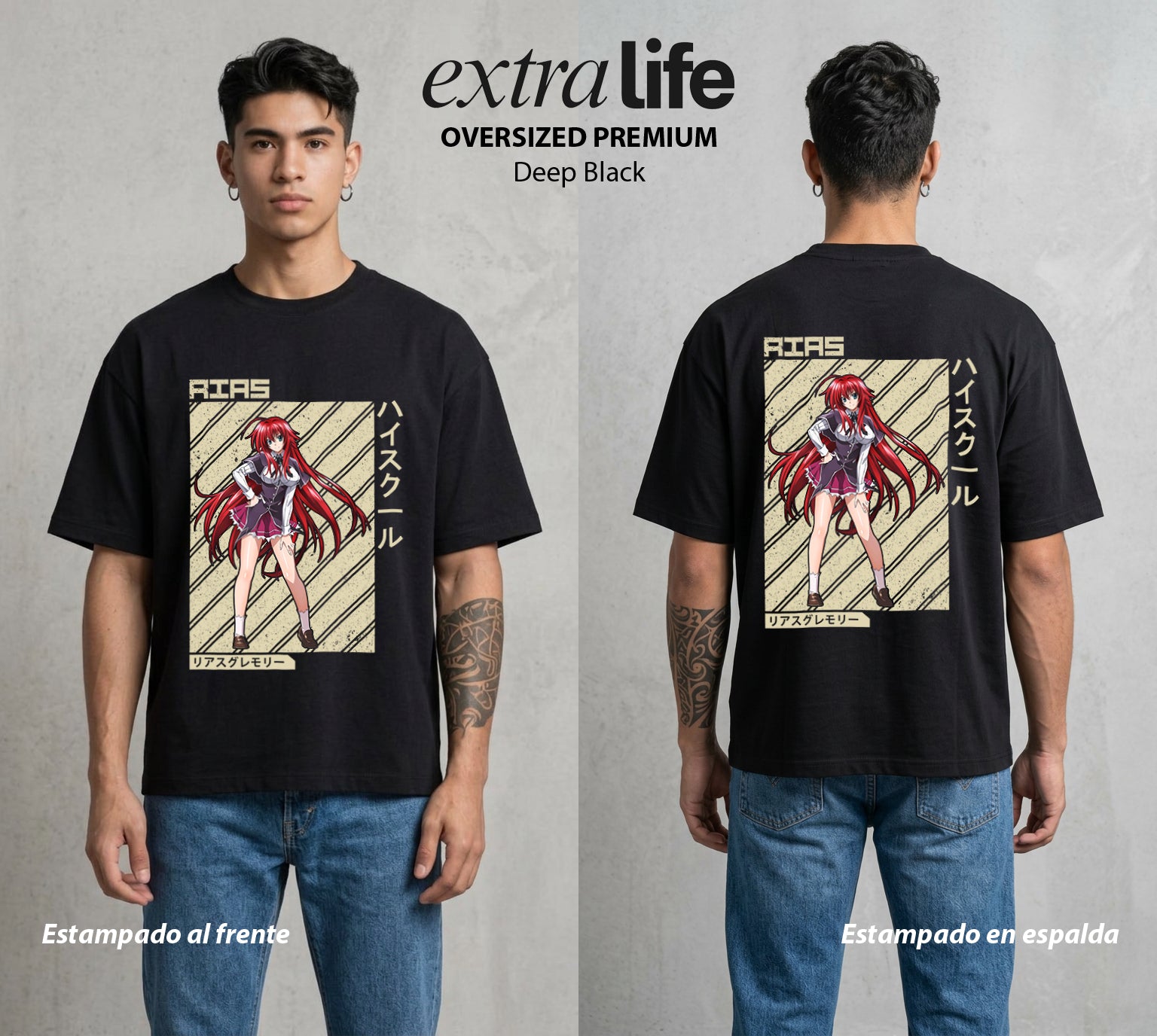 El Club del Diablo | El Poder del Diablo #03669 - Playera Oversized Premium | Deep Black - Foto en modelo