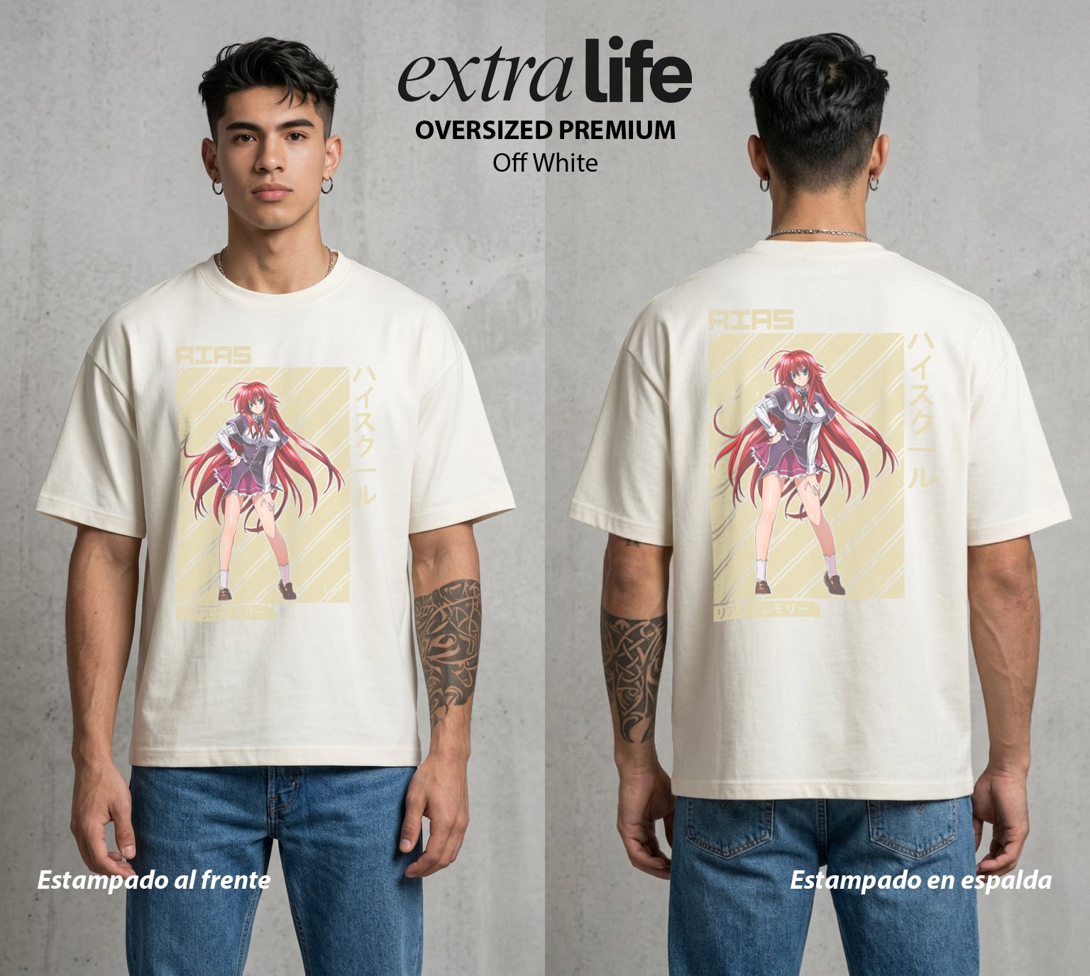 El Club del Diablo | El Poder del Diablo #03669 - Playera Oversized Premium | Off White - Foto en modelo