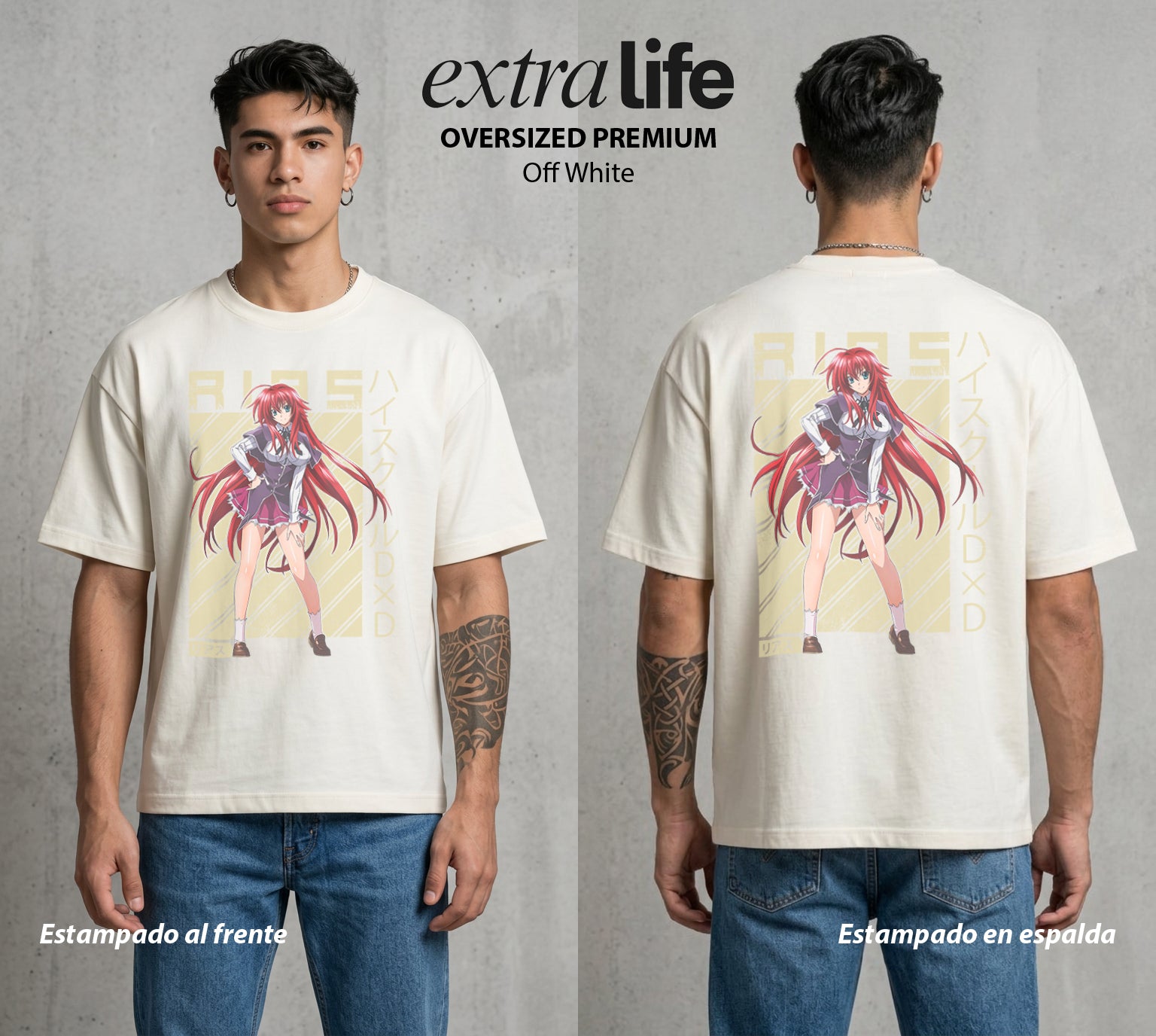 El Club del Diablo | La Reina del Diablo #03670 - Playera Oversized Premium | Off White - Foto en modelo