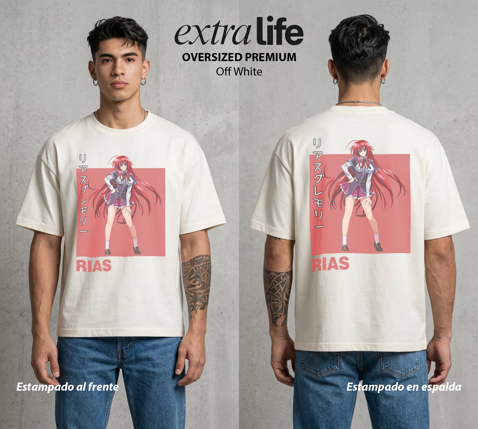 El Club del Diablo | La Noble del Bien #03674 - Playera Oversized Premium | Off White - Foto en modelo