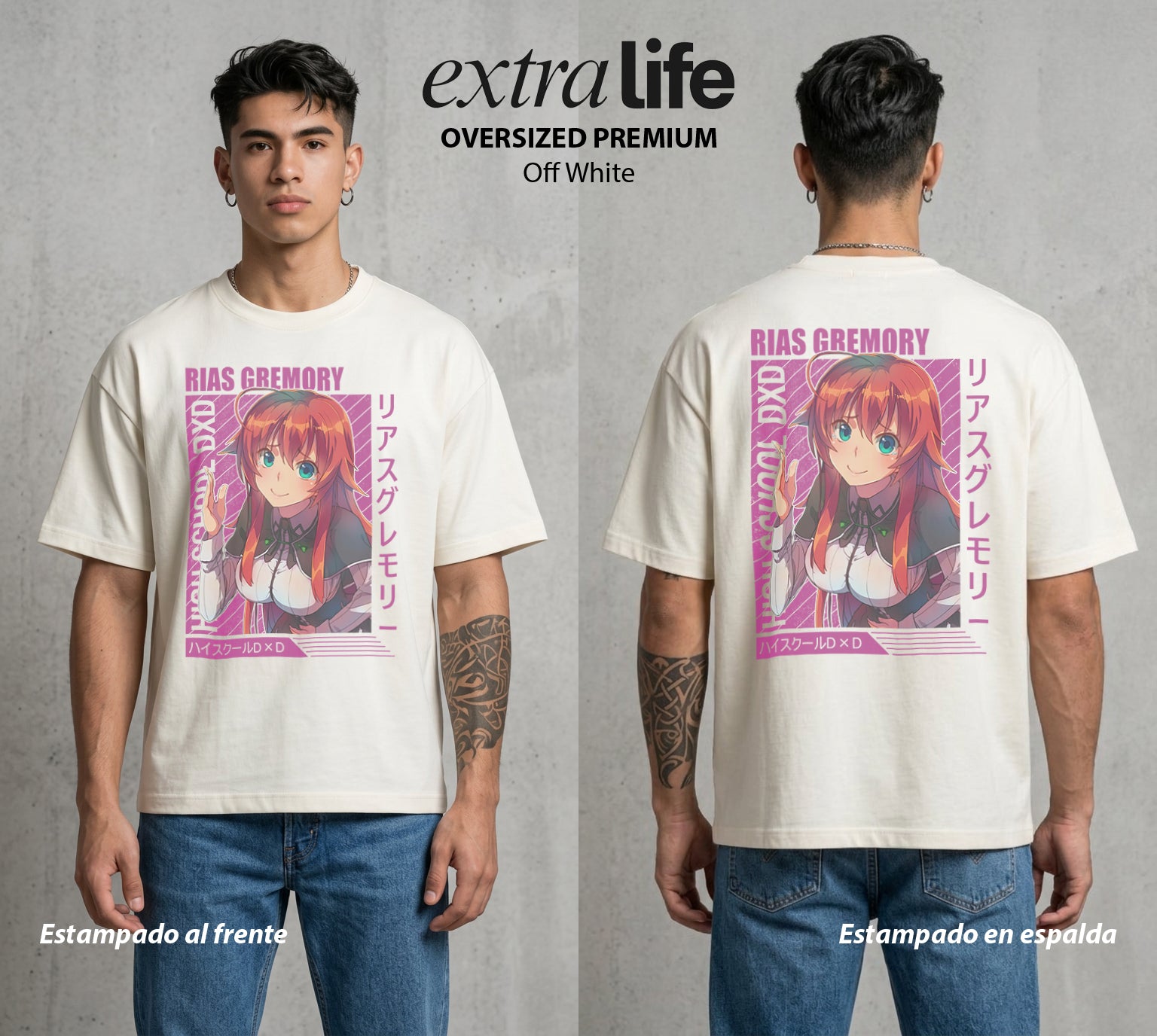 El Club del Diablo | La Reina del Diablo #03677 - Playera Oversized Premium | Off White - Foto en modelo