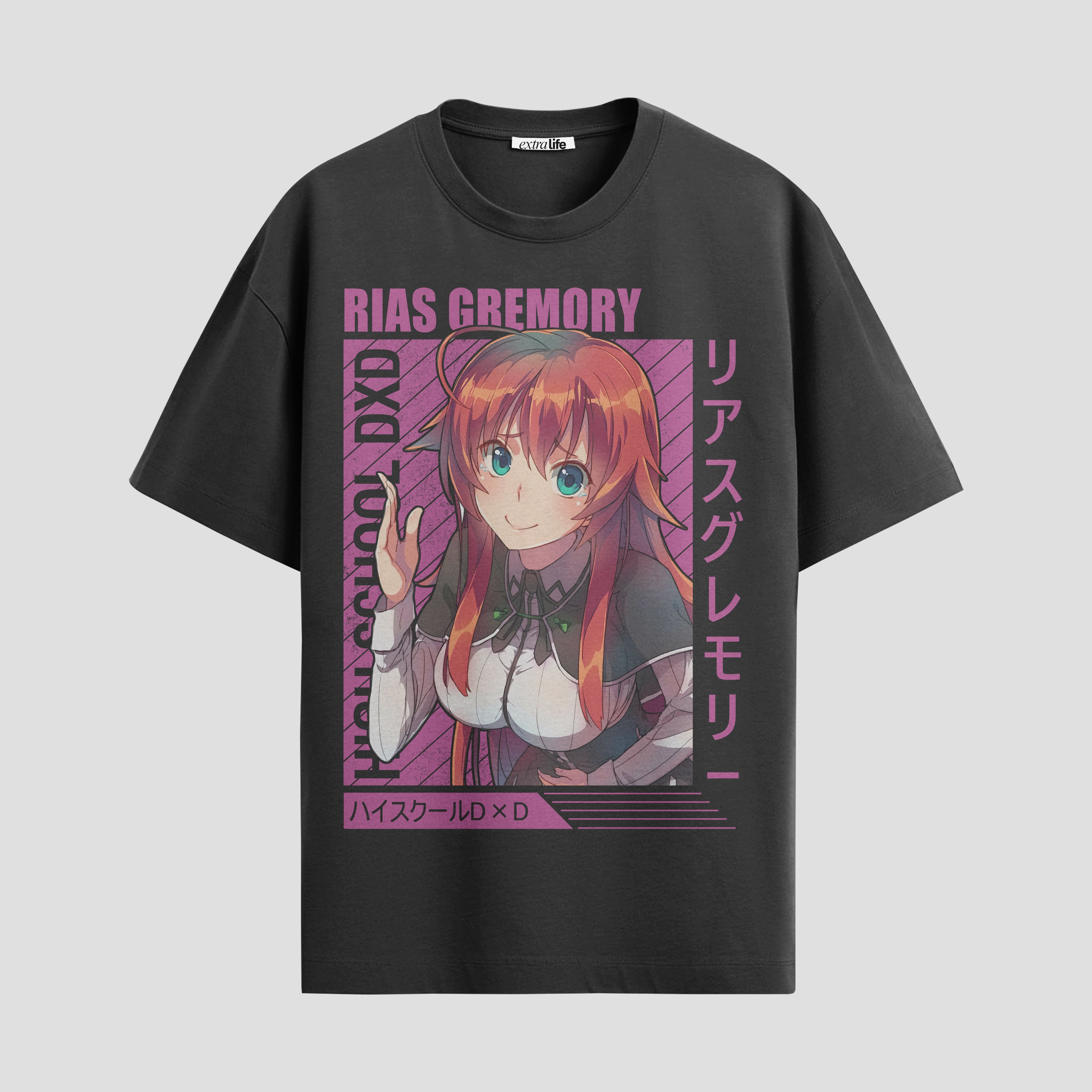 Playera urbana de anime y gaming ExtraLife MX, corte Standard Fit unisex ligero y transpirable en color Deep Black y Pure White, ropa de uso diario para gym y casual.
