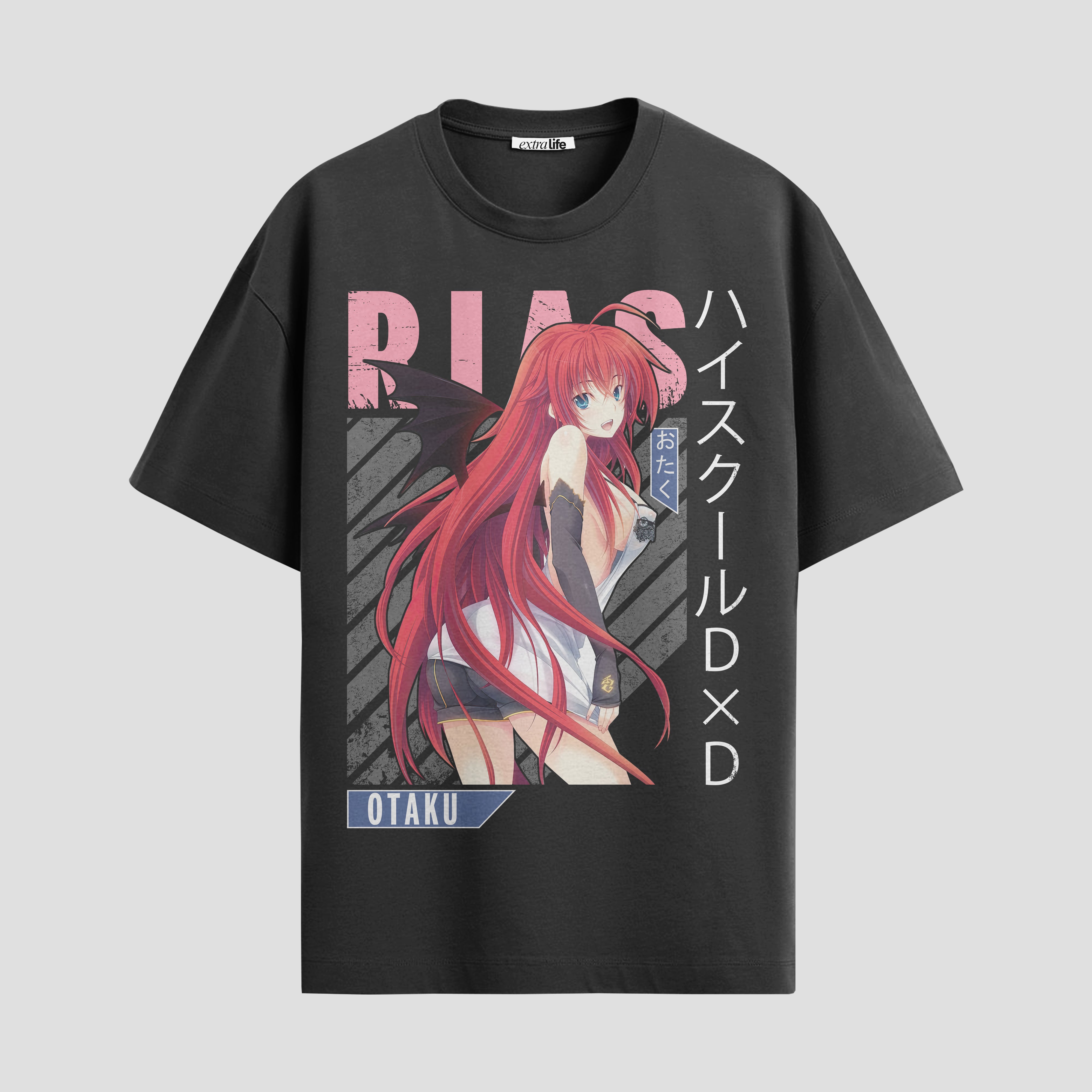 Playera urbana de anime y gaming ExtraLife MX, corte Standard Fit unisex ligero y transpirable en color Deep Black y Pure White, ropa de uso diario para gym y casual.