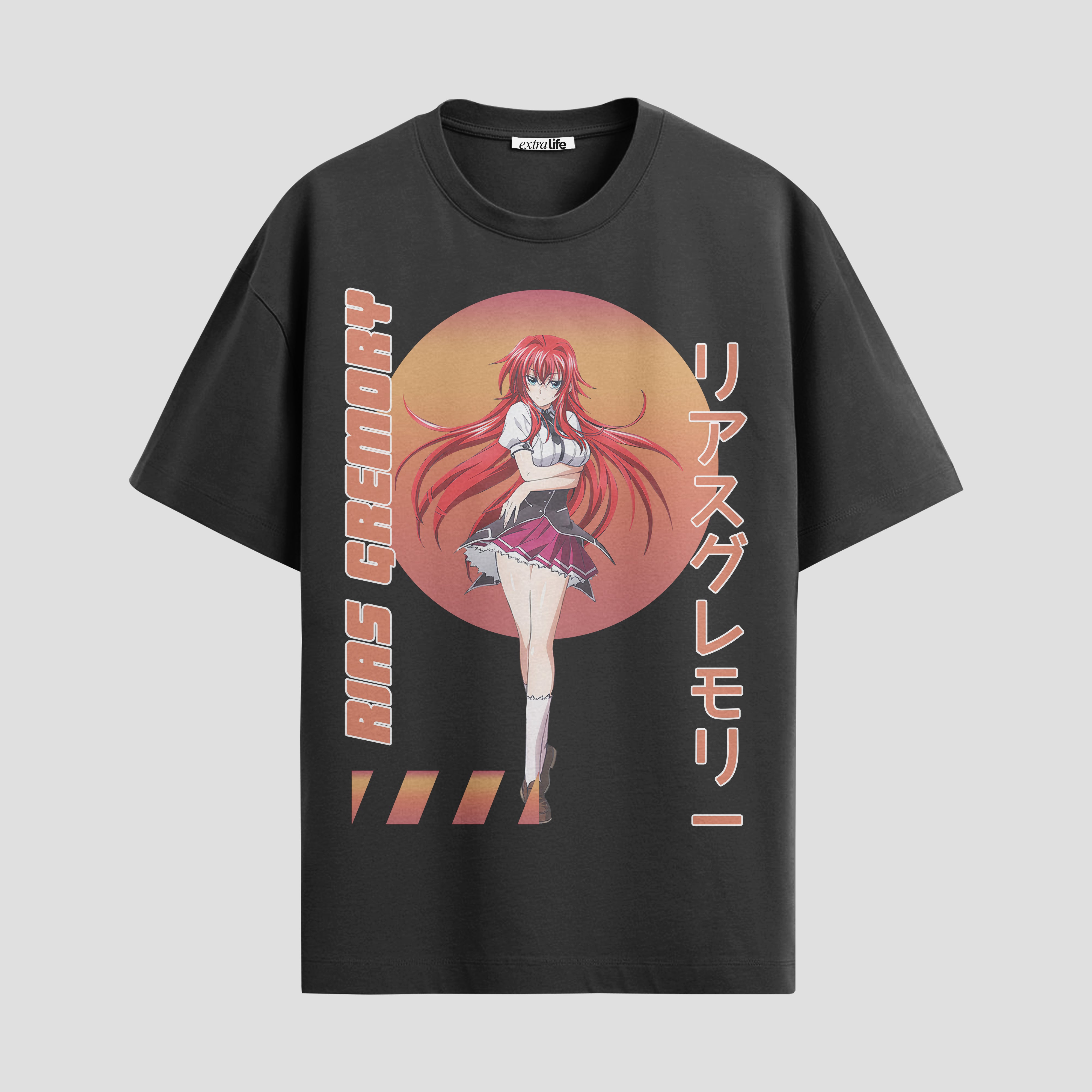 Playera urbana de anime y gaming ExtraLife MX, corte Standard Fit unisex ligero y transpirable en color Deep Black y Pure White, ropa de uso diario para gym y casual.