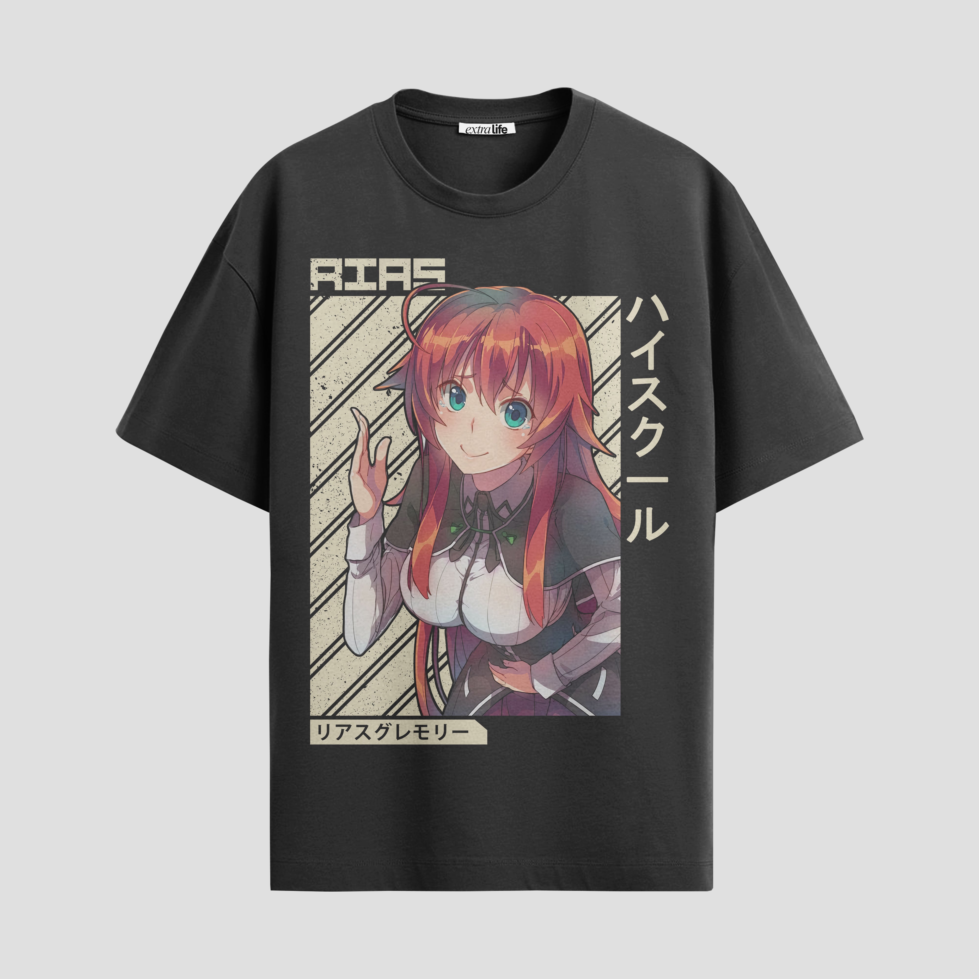 Playera urbana de anime y gaming ExtraLife MX, corte Standard Fit unisex ligero y transpirable en color Deep Black y Pure White, ropa de uso diario para gym y casual.