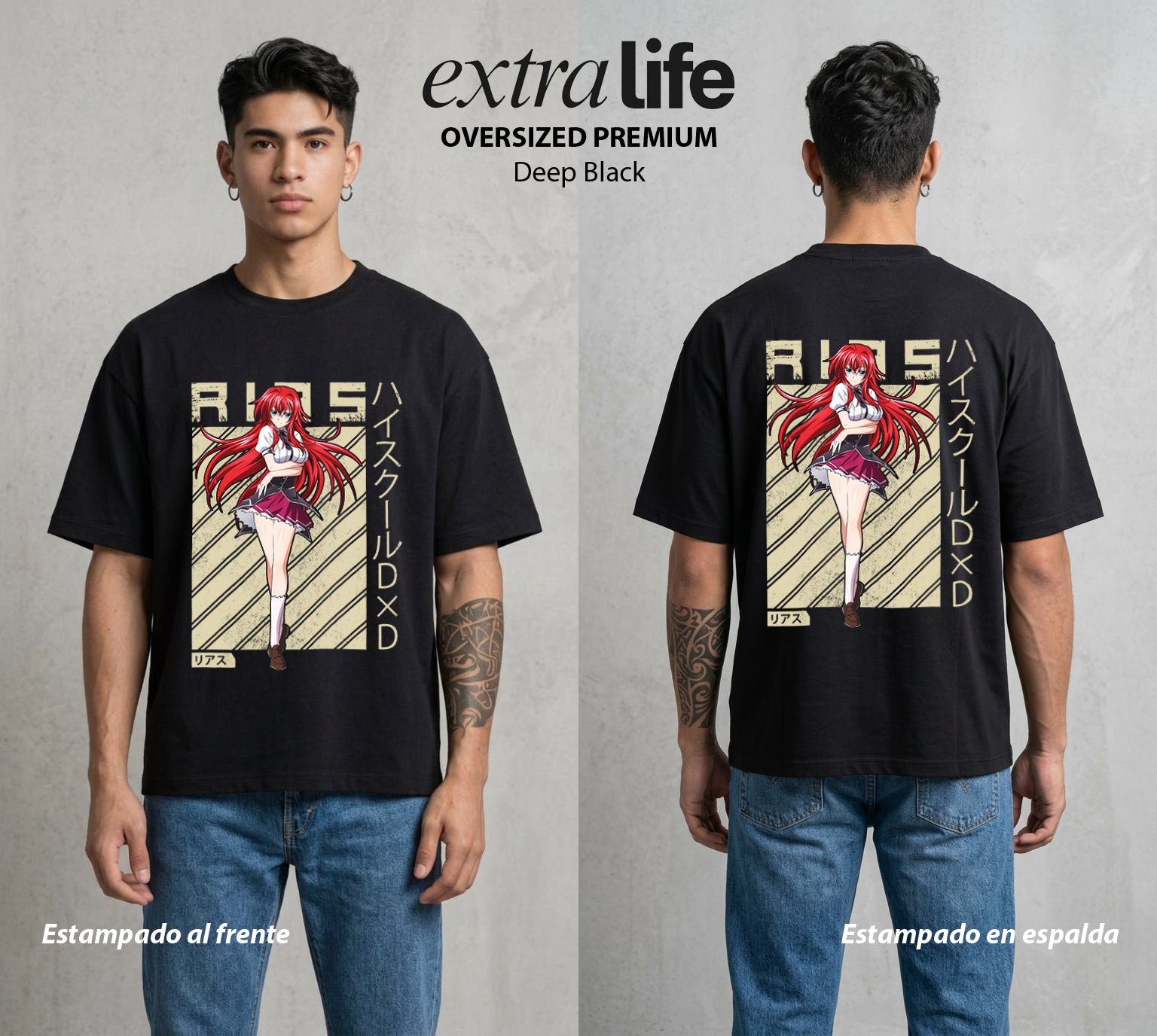 El Club del Diablo | El Poder del Diablo #03682 - Playera Oversized Premium | Deep Black - Foto en modelo