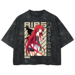 Playera streetwear premium de anime y gaming ExtraLife MX, corte boxy deluxe mineral wash heavyweight en color Acid Wash, moda urbana mexicana de culto.