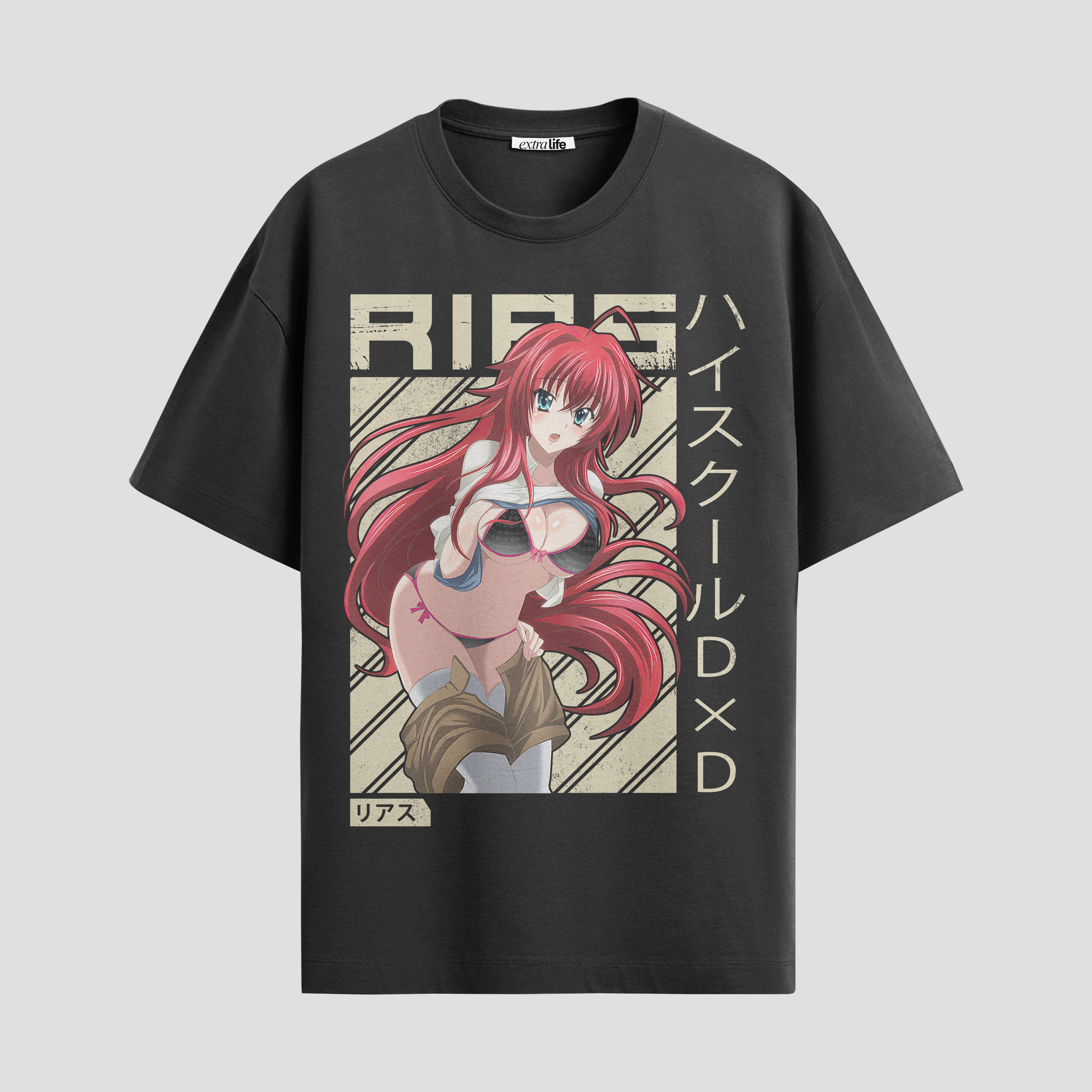 Playera urbana de anime y gaming ExtraLife MX, corte Standard Fit unisex ligero y transpirable en color Deep Black y Pure White, ropa de uso diario para gym y casual.