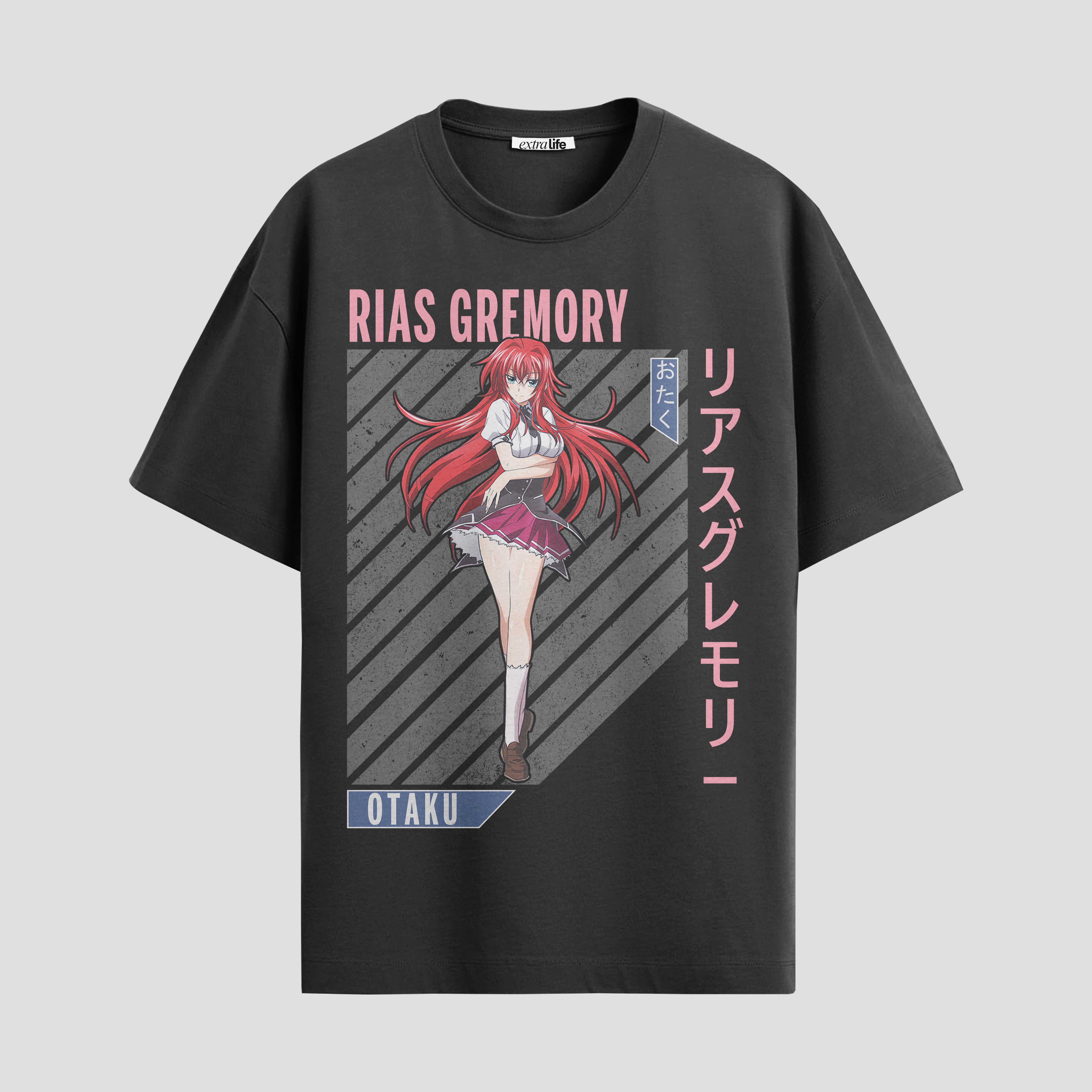 Playera urbana de anime y gaming ExtraLife MX, corte Standard Fit unisex ligero y transpirable en color Deep Black y Pure White, ropa de uso diario para gym y casual.