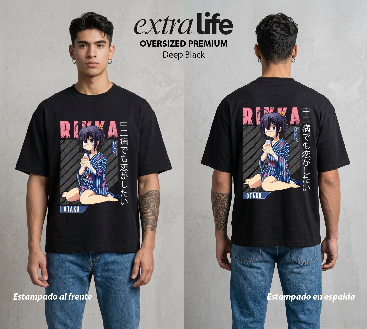El Ojo del Mal | La Chica del Syndrome #03696 - Playera Oversized Premium | Deep Black - Foto en modelo