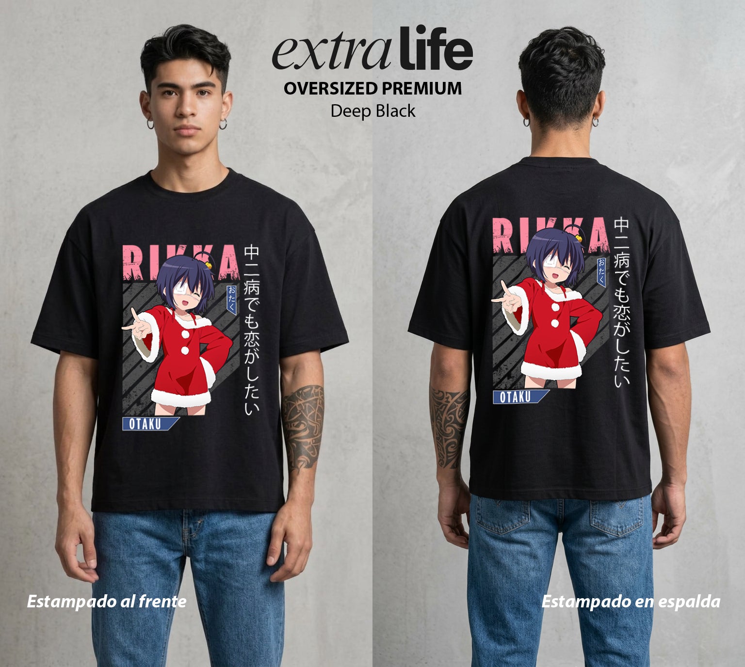 El Ojo del Mal | El Poder del Mal #03699 - Playera Oversized Premium | Deep Black - Foto en modelo