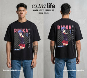 El Ojo del Mal | La Chica del Syndrome #03700 - Playera Oversized Premium | Deep Black - Foto en modelo