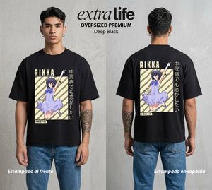 El Ojo del Mal | El Poder del Mal #03701 - Playera Oversized Premium | Deep Black - Foto en modelo